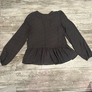 Long sleeve mock neck peplum blouse